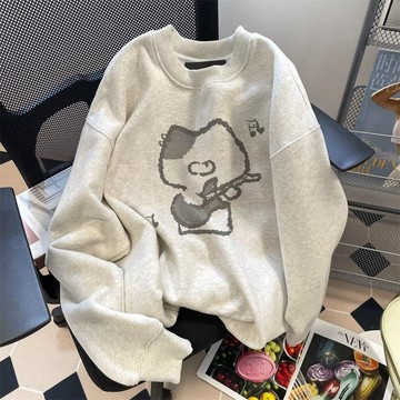 圓領衛衣 男女打底衫 寬鬆加絨加厚衛衣 印花長袖 長袖t恤 情侶裝 學生百搭上衣 大學t 衛衣