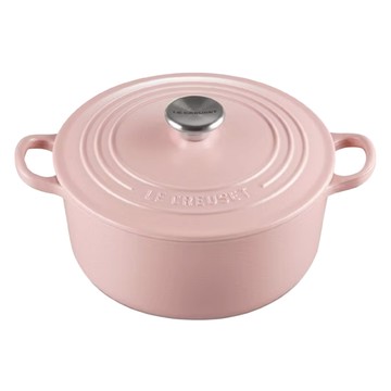 LE CREUSET 圓鐵鍋 附鋼頭鍋蓋 3.3L 22cm 甜心粉 烹飪鍋具 導熱均勻 家庭必備  1個