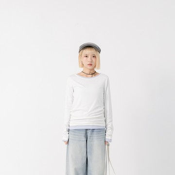 QUEENSHOP_F女裝 長袖 基本素面彈性長袖上衣-白  現+預 【01200035】