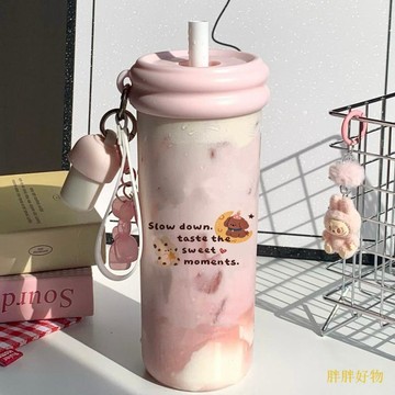 🌸吸管水杯塑料杯家用果汁奶茶飲料牛奶花茶耐高溫大容量喝水咖啡杯🚀桃園出貨🚀