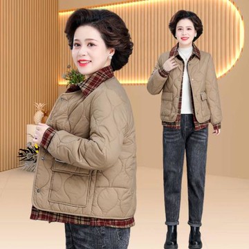 媽媽秋冬外套新款薄款羽絨棉服中老年女冬裝短款棉襖中年秋裝棉衣