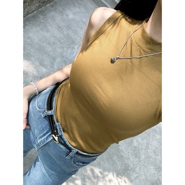 【TreeShop】立領螺紋棉彈力背心 女裝 涼感親膚 修飾頸部線條 貼合身型 顯瘦無袖上衣 韓系內搭 小可愛