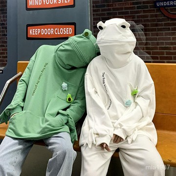 【精品男裝】套頭自閉衛衣男hiphop高街中學生癩蛤蟆外套設計感小衆情侶裝春鞦jioyh VKX9