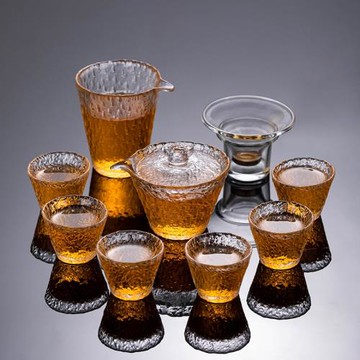 玻璃茶具套裝簡約家用耐高溫蓋碗泡茶器辦公室小套功夫茶杯禮盒裝