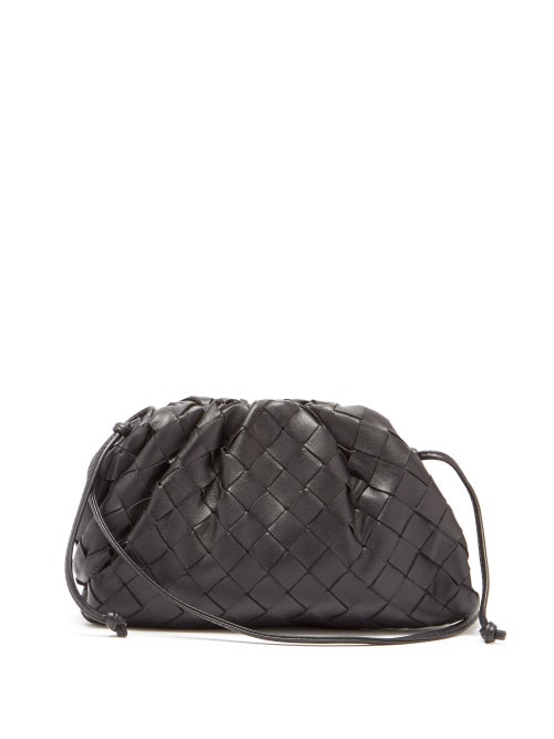 Bottega Veneta - The Pouch Mini Intrecciato-leather Clutch Bag - Womens - Black