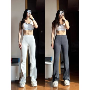 Sf超火螺紋喇叭褲女士彈力緊身運動長褲高腰顯瘦瑜伽健身春夏2025