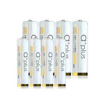 a+plus 可重複使用次數高達1500回 低自放充電電池-3號2600mAh 4入+4號1100mAh 4入(共8入)-白金款