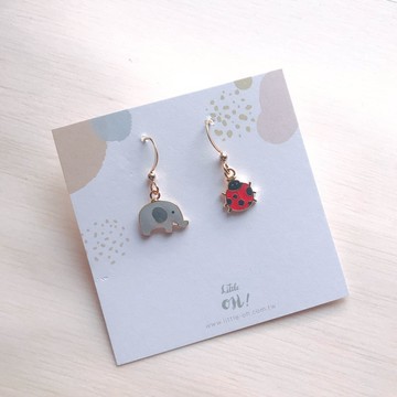 大象 瓢蟲 後山走走 夾式耳環 生日禮物