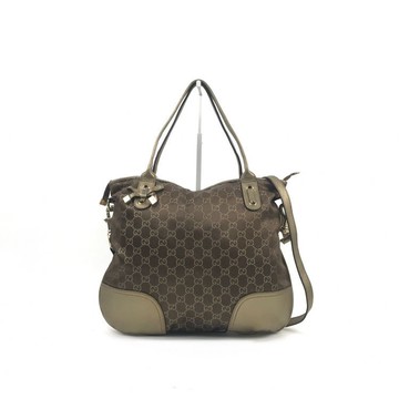 gucci棕色Princy蝴蝶結扣老花手提包