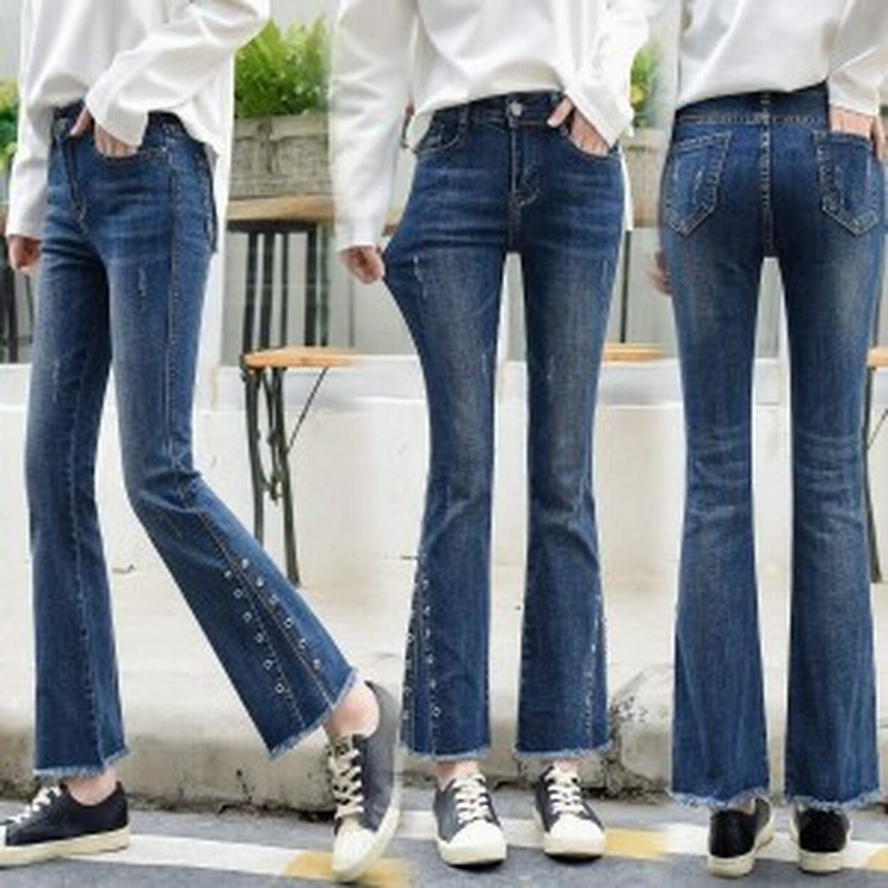 ブーツカットパンツ レディース ハイウエスト デニム パンツ ビンテージ 9分丈 ベルボトム ブーツカット フレア ジーンズ ジーパン スト 通販 Lineポイント最大1 0 Get Lineショッピング