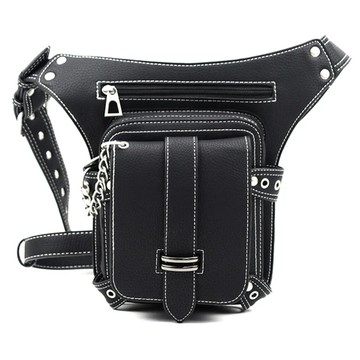 【Sp house】暗夜閃光鐵鍊多功能側背後背斜垮腰包(黑色)