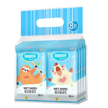 濕紙巾 奈森克林純水柔濕巾8抽8包組 歡樂動物版 【Jim購物】 濕紙巾 衛生紙 廚房紙巾 濕巾