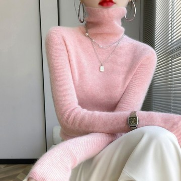 S-5XL 大尺碼高領緊身針織衫女秋冬洋氣內搭堆堆領毛衣百搭打底上衣