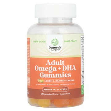 Nature's Craft, 成年人 Omega + DHA 軟糖，檸檬和橙子味，60 粒