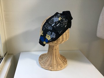 燙銀狐狸和小花-日式綁帶髮帶ヘアバンド