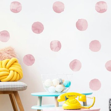 【MR.ZAKKA】創意萬用裝飾貼紙-童趣主題 淺粉色水彩圓點 居家布置 DIY可移式壁貼 無痕壁貼 牆貼