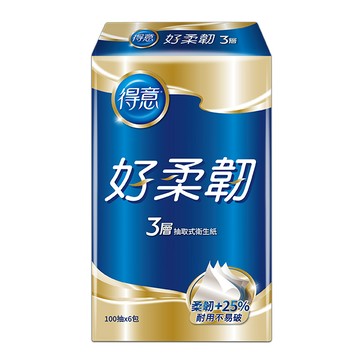 得意好柔韌3層抽取式衛生紙100抽*6包*12袋_箱購