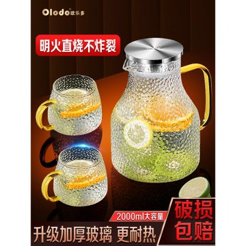 冷水壺玻璃耐高溫家用涼白開水瓶大容量加厚泡茶壺果汁壺水杯套裝