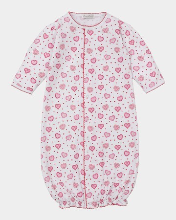 Girl's Heartfelt Hearts Convertible Gown and Hat Set, Size Newborn-S