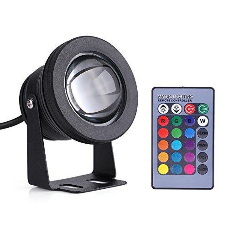 IP65防水水中スポットライト、RGB色変更風景ランプ、マリンボートヨット10W 12V RGB LEDスポットライト防雨ランプ、リモコン付き(ブラッ  通販 LINEポイント最大0.5%GET LINEショッピング