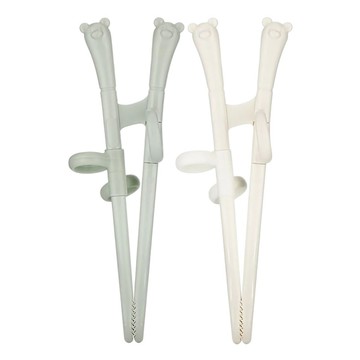 Edison 幼兒專用迷你矯正學習筷 143 x 52mm 小熊 2雙  綠色，米色  1組