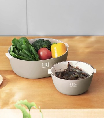 FIKA系列極簡瀝水籃二入組(大+小)