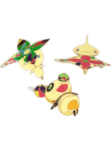 Louis Vuitton Pre-Owned - x Takashi Murakami 2000s Panda hair clips (set of three) - women - Gold Plated - One Size - Multicolour