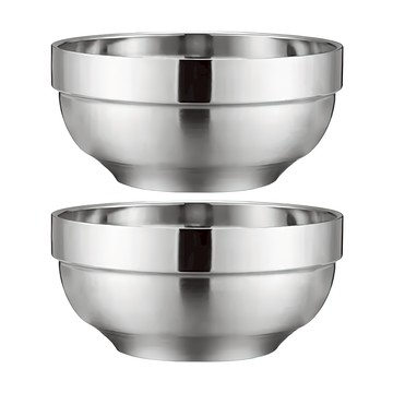 304不鏽鋼雙層防燙碗  銀色  2個