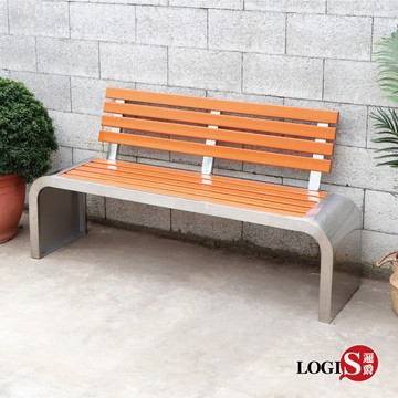 LOGIS｜公園椅 休閒椅 戶外椅 長椅 塑木椅 公共椅 不鏽鋼椅(有靠背款式)【PARK-15K】