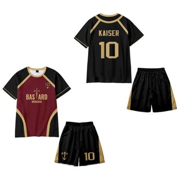 跨境亞馬遜日漫BLUE LOCK周邊藍色監獄數碼印花寬松男女短褲短袖