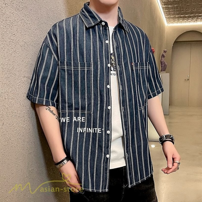 ライトアウター メンズ 半袖 5分袖 メンズスタイル シャツ 夏服 メンズシャツ 夏 コーデ 代 30代 40代 ストライプ ゆったり おしゃれ 通販 Lineポイント最大0 5 Get Lineショッピング
