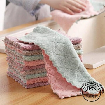 洗碗布巾抹布家務清潔廚房用品去油毛巾家用吸水懶人不掉毛不沾油【木屋雜貨】