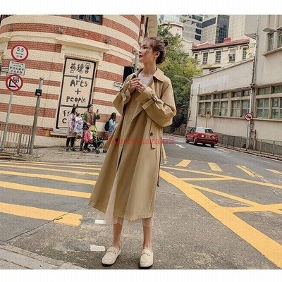 アウター レディース 冬 コート トレンチコート レディース 就活 通勤 ベージュ ロング丈 膝下 ウエストベルト付き Vネック スプリングコート 春 秋 シンプル 通販 Lineポイント最大get Lineショッピング