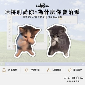 【抖音爆紅迷因】我真的特別愛你落淚貓咪舞蹈車貼 搞笑小貓裝飾 高質感夜間反光防水貼紙 汽機車安全帽筆電不殘膠