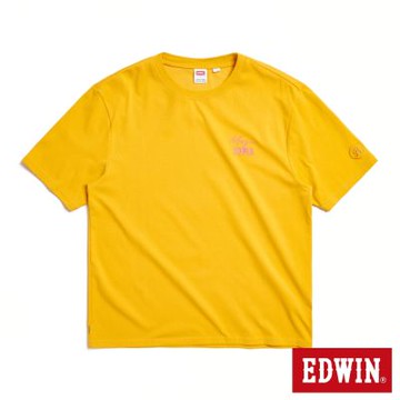 EDWIN 男裝 x 白沙屯 白沙屯粉紅超跑吸濕排汗短袖T恤-黃色