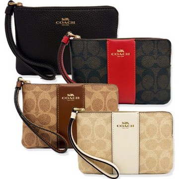 COACH 經典C LOGO/直紋/花卉零錢包/手拿包(多色供選)