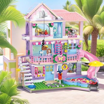 潮寶人人兼容樂高女孩女童拼裝積木夢幻城堡樹屋房子拼圖兒童玩具