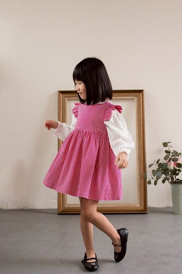 簡衣櫥|秋冬洋裝|小飛袖紅色格子洋裝