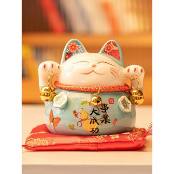 招財貓存錢罐日式創意小擺件陶瓷迷你店鋪開業收銀臺可愛生日禮物