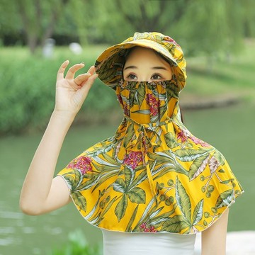 防曬麵罩護頸一體新款洋氣防曬防塵帽子女戶外騎行學車 出遊遮陽帽