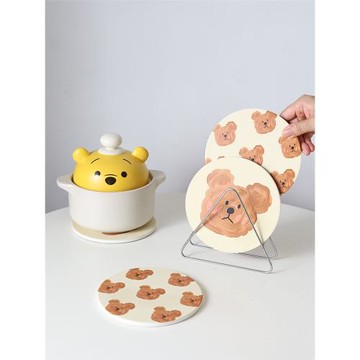 可愛小熊餐桌餐盤墊防滑吸水鍋墊水杯墊餐桌ins陶瓷隔熱防燙墊子