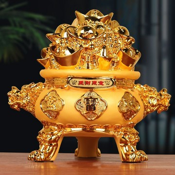 存錢罐$‌台灣出貨  聚寶盆擺件招財聚財硬幣儲錢罐十二生肖家用客廳財位店鋪開業禮品