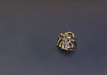 手繪系列-龜背芋設計黃銅戒