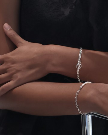 Pearls 珍珠純銀方形手鍊