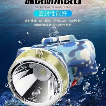 強光戶外頭戴式可充電鋰電頭燈礦燈LED超亮遠射迷彩夜釣迷你防水