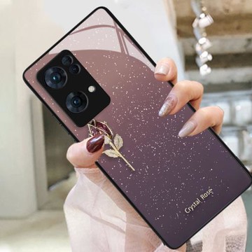 適用oppoReno7pro手機殼PFDM00專用5g新款玻璃郁金香防摔輕奢手繩女士防滑新品超火網紅爆款保護套氣質套