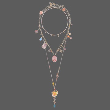 古城花磚押花項鍊及花束項鍊三件套