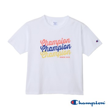 Champion 官方直營-女款 休閒寬版印花短袖TEE(白)