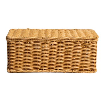 MYUMYU 沐慕家居 藤編電線收納盒 31.5 x 13 x 13cm  1個  仿藤編 木質調