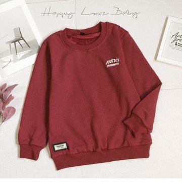 男大童 厚款 美式個性百搭簡約布標不倒絨上衣 秋冬童裝 大童上衣 大童長袖 男大童長袖 刷毛